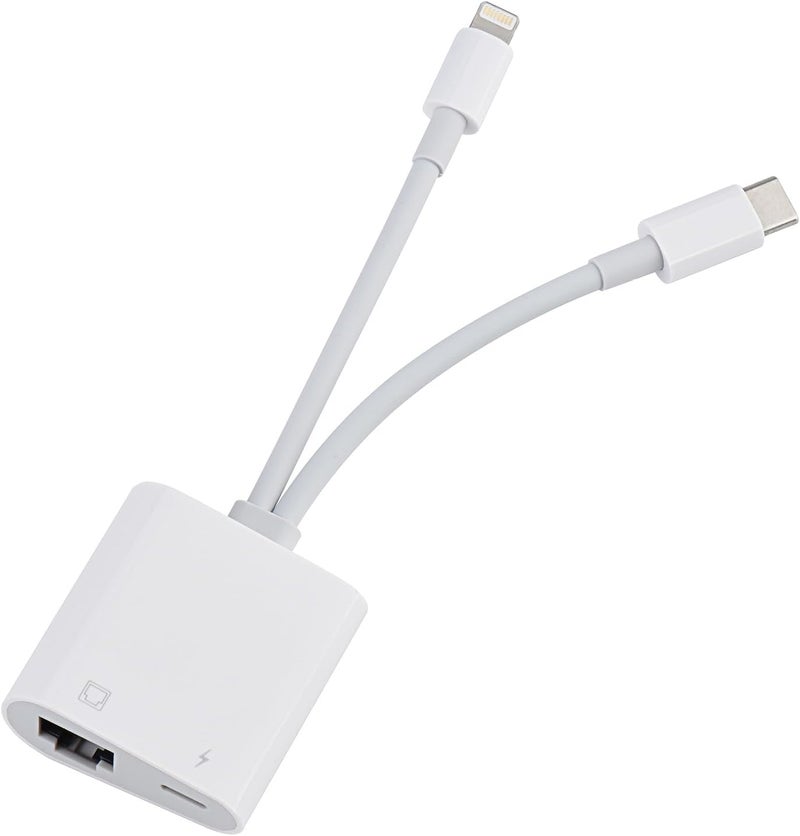 Giochem Lightning and USB C to Ethernet Adapter,2 in 1 RJ45 Ethernet LAN Network Adapter with Charge Port Compatible with iPhone/iPad/iPod/Samsung and More,Supports 100Mbps Plug and Play - Image 1